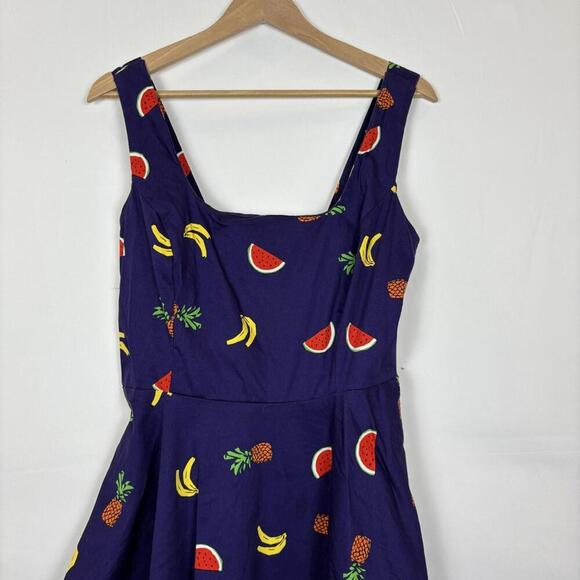 Vintage 90's Novelty Purple Fruit Print A-line Dress Size: 1x - Picture 3 of 9